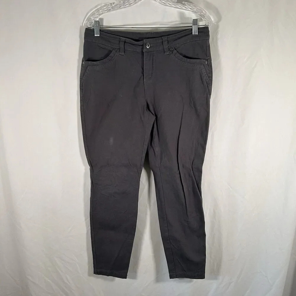 KUHL Pants Women's 8 Short Solid Grey Button Zip Mid Rise Cotton Blend
